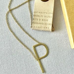 Anthropologie P initial necklace gold New with tag